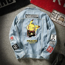 Load image into Gallery viewer, 2020 denim jacket men's spring and autumn Korean student trend Pikachu denim men's autumn loose casual jacket