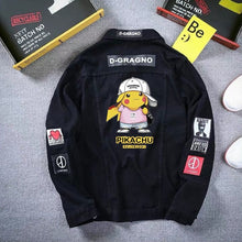 Load image into Gallery viewer, 2020 denim jacket men's spring and autumn Korean student trend Pikachu denim men's autumn loose casual jacket