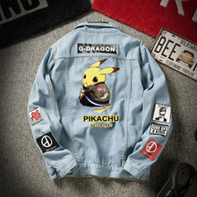 Load image into Gallery viewer, 2020 denim jacket men&#39;s spring and autumn Korean student trend Pikachu denim men&#39;s autumn loose casual jacket
