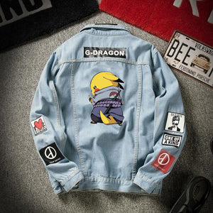 2020 denim jacket men's spring and autumn Korean student trend Pikachu denim men's autumn loose casual jacket